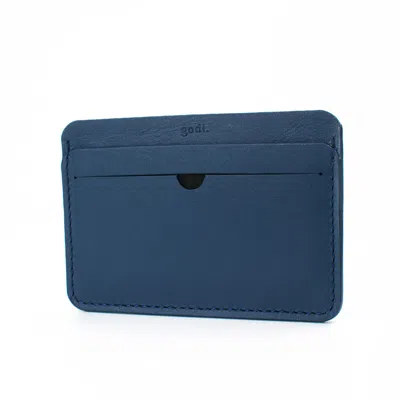 Godi. Men's Handmade Leather Cardholder - Navy Blue