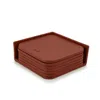 Godi. Rose Gold / Brown Small Leather Coasters - Set Of 6 - Rust Brown In Brown