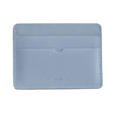 Godi. Women's Handmade Leather Card Case - Ice Blue In Burgundy
