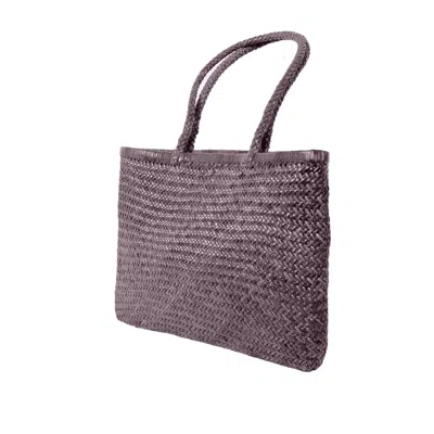 Godi. Women's Purple The Buna Handwoven Leather Tote Bag - Ash Lavendar