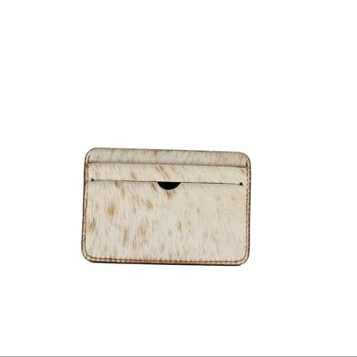 Godi. Women's White Hair-on Hide Leather Cardholder – Slim Cowhide Wallet - Natural