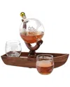 Godinger 3pc Globe Decanter Set In Brown