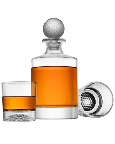 Godinger 3pc Golf Decanter & Double Old-fashioned Set In Transparent