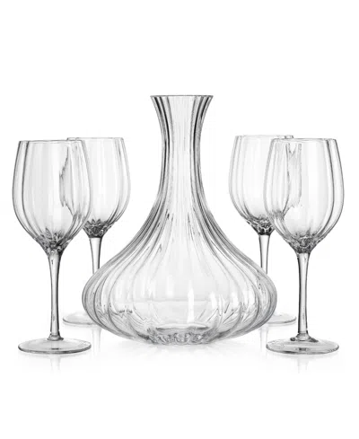 Godinger 5 Piece Wine Carafe Set With 4 Goblets In Clear