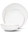 Godinger Andover White 12pc Gold Rim Dinnerware Set, Service For 4 In White