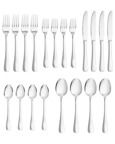Godinger Arlo Mirrored 18/10 Stainless Steel 20pc Flatware Set In Transparent