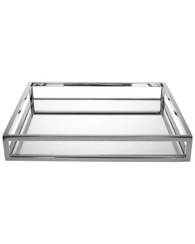 Godinger Aspen Mirrored Nickel 14in Square Tray In Silver