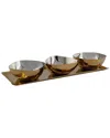 GODINGER GODINGER AUBURN GOLD SERVING TRAY & APPETIZER BOWLS