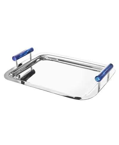Godinger Azure Resin Serving Tray In Silver