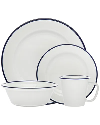Godinger Bistro Blue Band 16 Piece Porcelain Dinnerware Set In White
