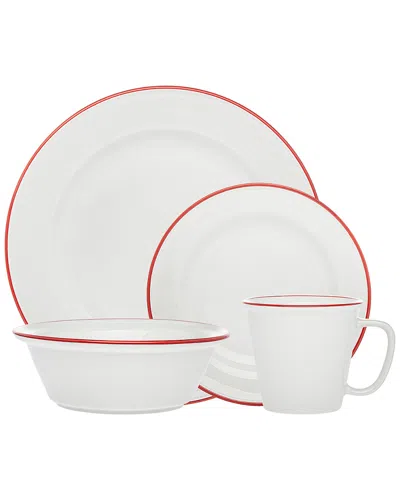 Godinger Bistro Red Band 16pc Set In White