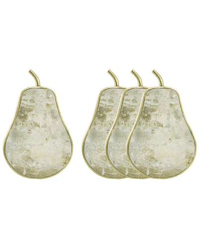 Godinger Brown Marble Pear Coaster Set