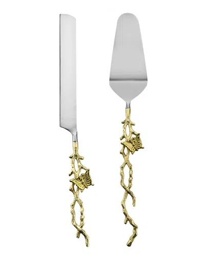 Godinger Butterfly Cake Server Set In Silver