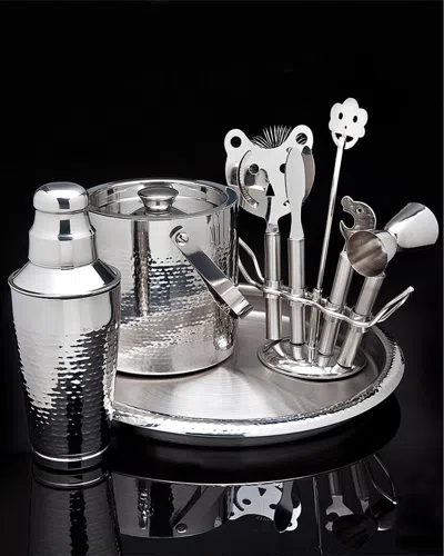Godinger Callan Hammered Bar Set With Tools In Gray