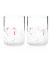 Godinger Candy Cane Double Old Fashioned Glasses, Set Of 2 In White