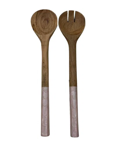 Godinger Capri Pink Salad Server Set In Brown