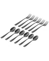 Godinger Chisel Matte Black 18/10 Stainless Steel 12pc Flatware Set, Service For 6 In Black