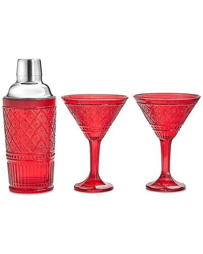 Godinger Claro Cocktail Shaker & Martini Set In Red