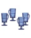 Godinger Claro Footed Mug, Set Of 4 In Blue