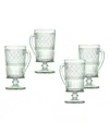 Godinger Set Of 4 Claro Footed Coffee Mugs In Green