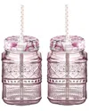 Godinger Claro Mason Jars, Set Of 2 In Pink