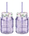 Godinger Claro Purple Mason Jars (set Of 2) In Purple