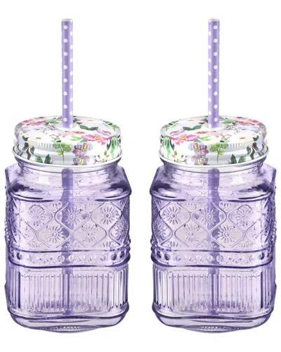 Godinger Claro Purple Mason Jars (set Of 2)