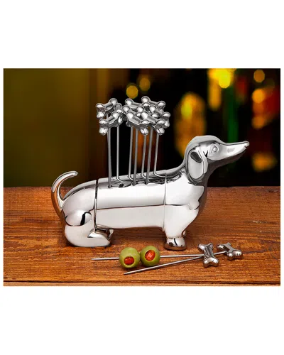 Godinger Dachshund Cocktail Pick Set In Silver