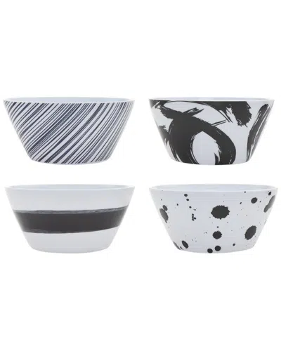 Godinger Dnu Unprofitable  Navy Black Paintbrush Melamine Cereal Bowls (set Of 4)