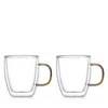 Godinger Double Walled Gold Coffee Mug, Set Of 2 In Transparent
