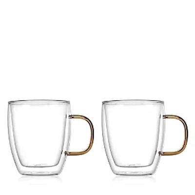 Godinger Double Walled Gold Coffee Mug, Set Of 2 In Clear