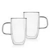 Godinger Double Walled Large Glass Coffee Mug, Set Of 2 In Transparent