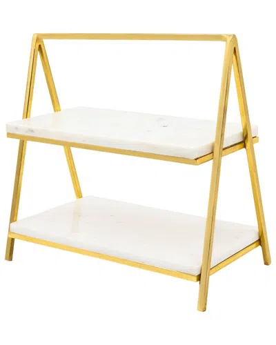 Godinger Doux Marble Two-tier Serving Stand In Yellow