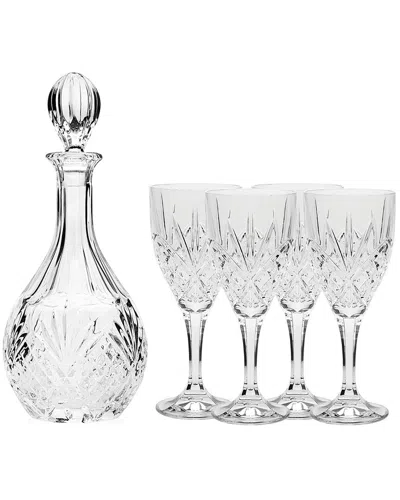 Godinger Dublin 5pc Crystal Wine Set In White