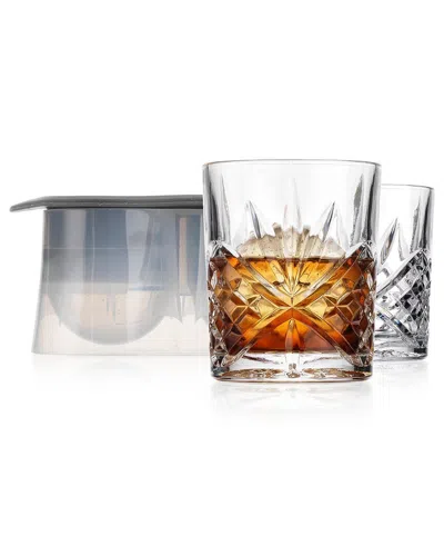 Godinger Dublin Crystal 3pc Double Old Fashioned Chiller Set In Transparent