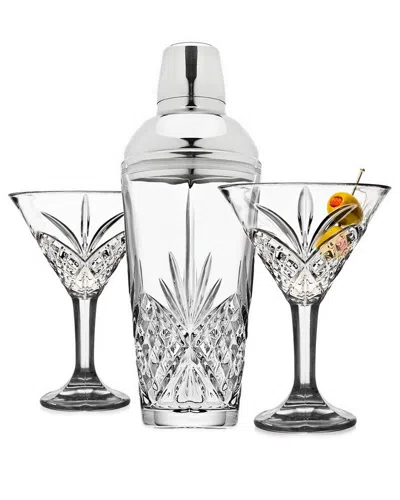 Godinger Dublin Crystal 3pc Martini & Shaker Set In Transparent