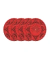 Godinger Set Of 4 Dublin Crystal Coasters In Red