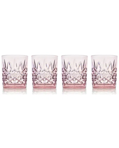 Godinger Dublin Set Of 4 Double Old Fashioned Glasses In Pink