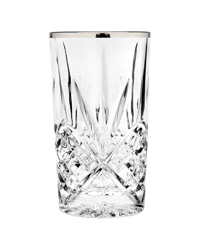 Godinger Dublin Set Of Four 10oz Platinum Rimmed Highballs In Transparent