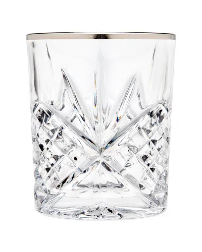 Godinger Dublin Set Of Four 8oz Platinu Double Old Fashioned Glasses In Transparent