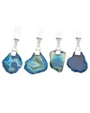 Godinger Exuma Handled Dessert Fork (set Of 4) In Blue
