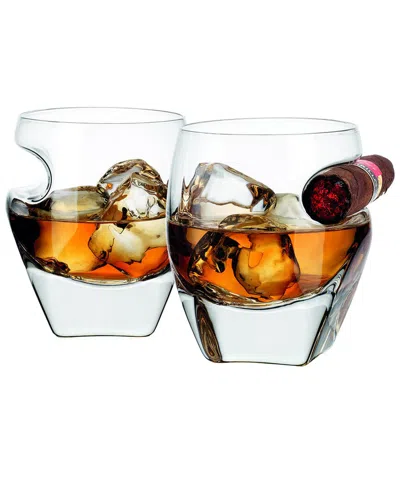 Godinger Arturo Cigar Whiskey Tumble Set Of 2 In Clear