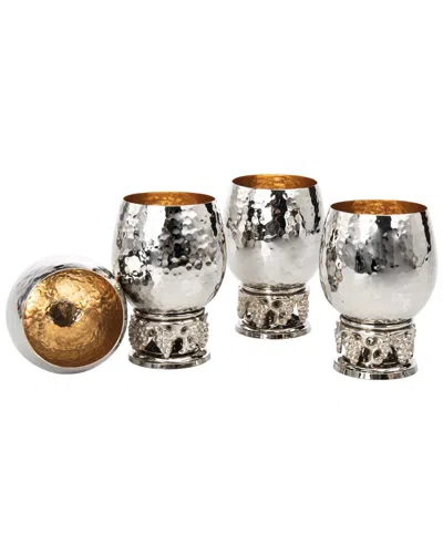 Godinger Grape Hammered Shot Cup Set Of 4 In Silver