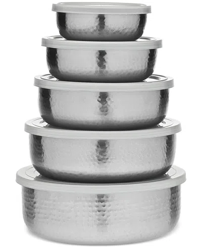 Godinger Hammered Silver-tone Bowls And Lids, Set Of 5