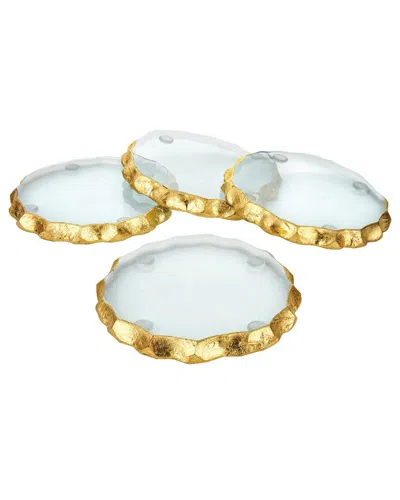 Godinger Harper Gold Edge Coaster Set In Animal Print