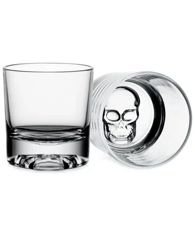 Godinger Hector Skull Double Old Fashion Glasses (set Of 2) In Clear