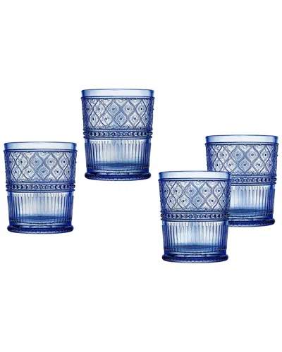 GODINGER GODINGER HELENA BLUE DOUBLE OLD FASHION GLASSES (SET OF 4)