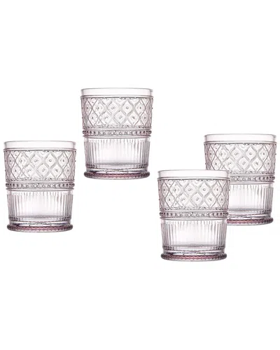 Godinger Helena Pink Double Old Fashion Glasses (set Of 4)