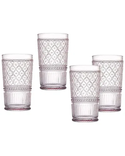 GODINGER GODINGER HELENA PINK HIGHBALL GLASSES (SET OF 4)