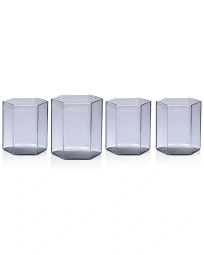 Godinger Helix Smoke Double Old Fashion Glasses (set Of 4) In Grey